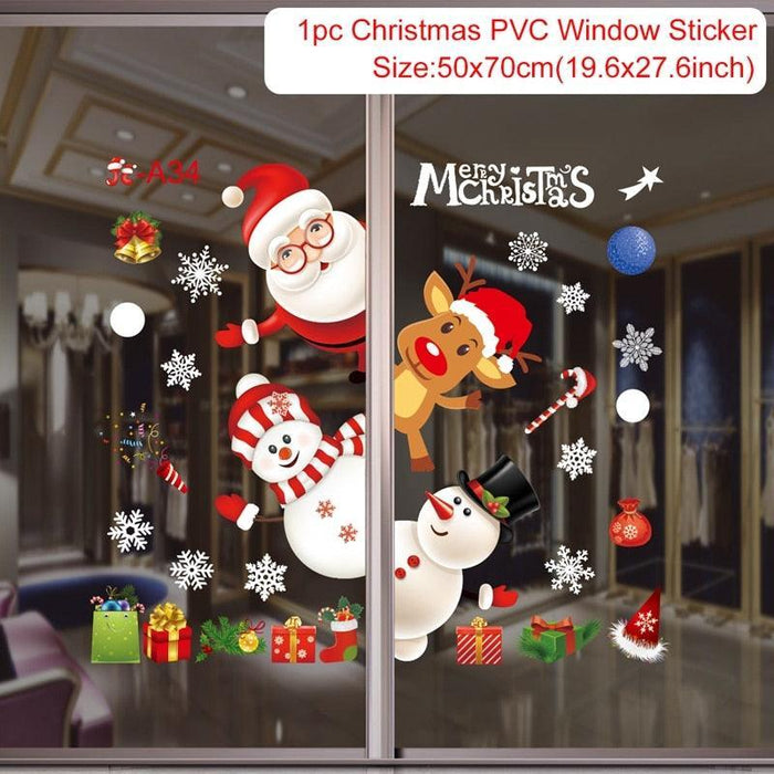 Festive Holiday Home Decoration Set: Christmas & New Year Wall and Window Stickers