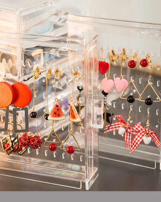 Chic Acrylic Jewelry Storage Box with Drawer Compartments and Earring Holder Display