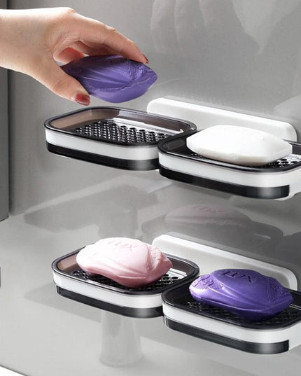 Double Layer Soap and Sponge Storage Shelf with Easy Installation and Draining Holder