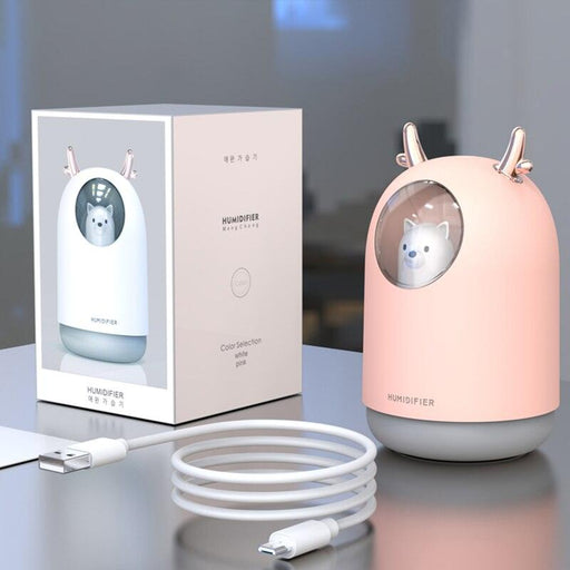 Colorful LED USB Pet Humidifier - Relaxing 300ml Mist Diffuser with Night Light
