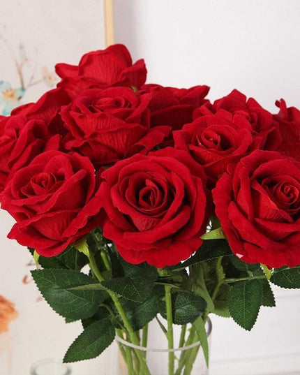 Luxurious 10-Piece Flannel Silk Rose Collection - Exquisite Floral Arrangement