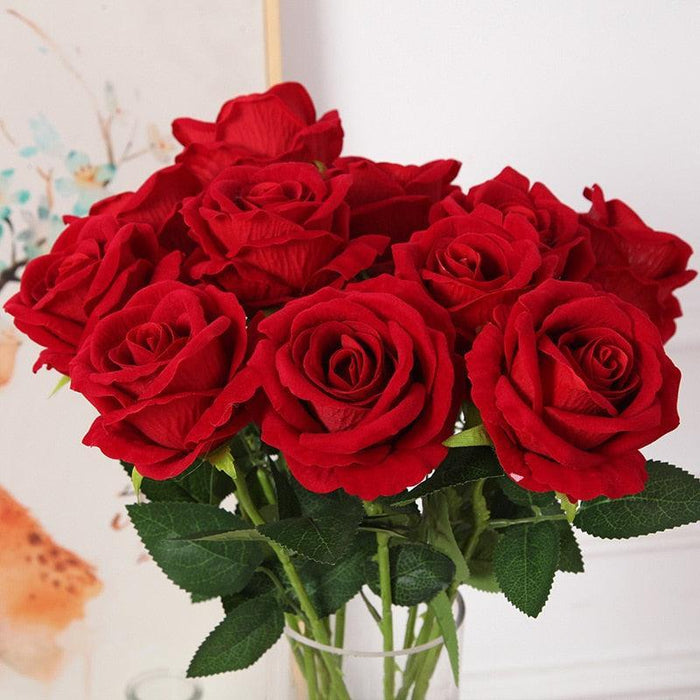 Luxurious 10-Piece Flannel Silk Rose Collection - Exquisite Floral Arrangement