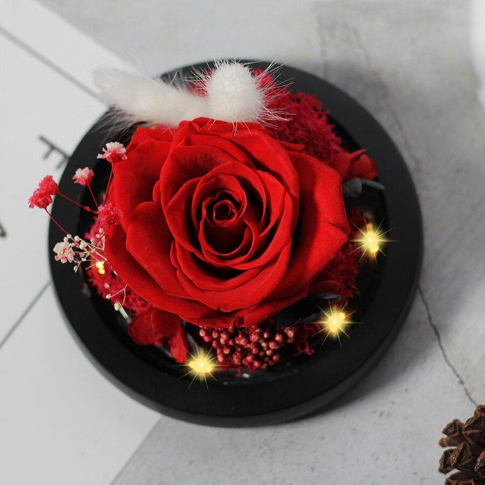 Eternal Love Elegance: Preserved Rose in Illuminated Glass Dome