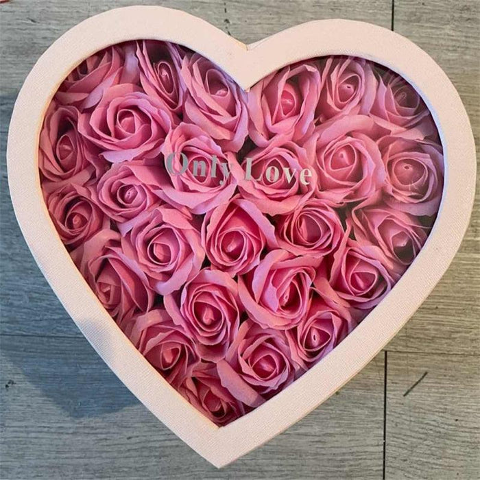 Everlasting Rose Soap Flower Heart Box