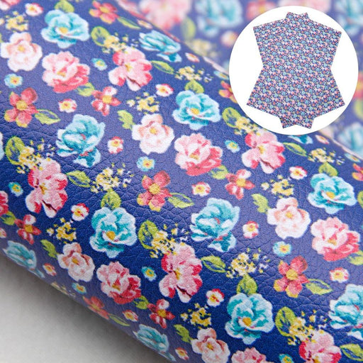 Creative Floral Print Synthetic Leather Sheet for DIY Projects
