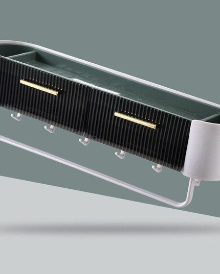 Elegant Gray and Green Wall-Mounted Storage Organizer with Versatile Functionality