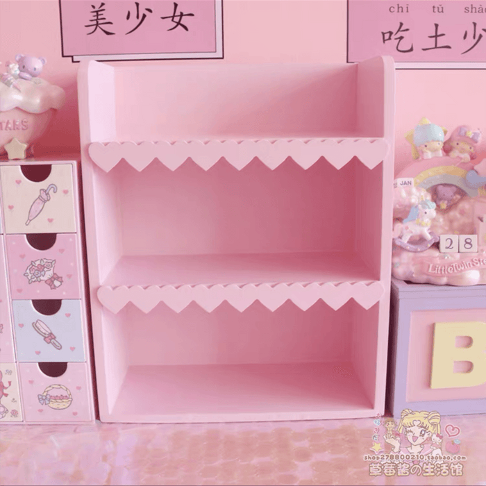 Elegant Pink Wooden Storage Organizer Cabinet