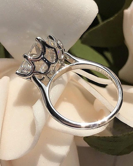 Majestic 6 Carat Princess-Cut CZ Sterling Silver Ring in Crown Design