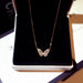 Elegant CZ Butterfly Pendant Necklace in Rose Gold/Silver - Women's Crystal Jewelry