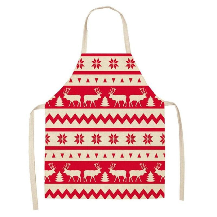 Festive Holiday Linen Apron - Christmas Cooking Companion