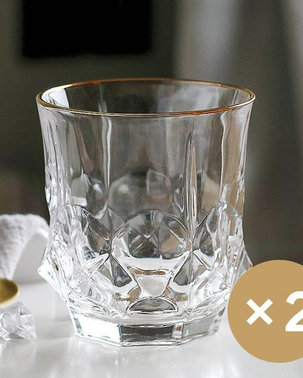 Lavish Gold Crystal Drinkware Collection - Elegant Glassware for Wine, Whiskey, Cocktails, and Beer