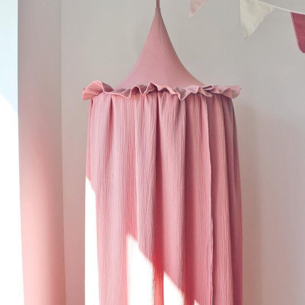 Whimsical Muslin Cotton Hanging Canopy with Frills for Kids' Dreamy Playtime Retreat