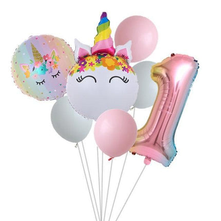 Enchanted Unicorn Number Balloon Set for Joyful 1-4 Year Celebrations