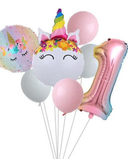 Enchanted Unicorn Number Balloon Set for Joyful 1-4 Year Celebrations