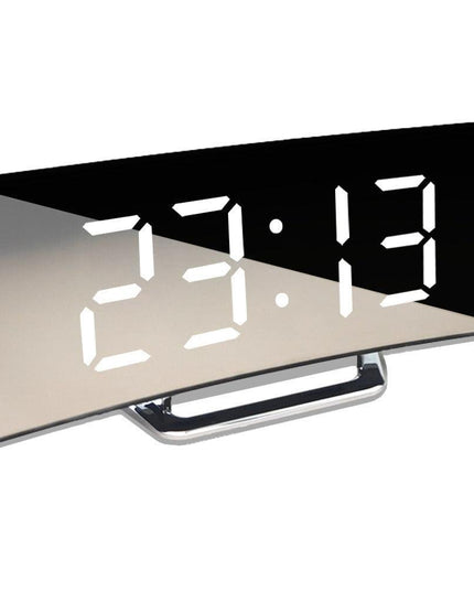 Sleek Curved LED Digital Alarm Clock with Thermometer and Custom Snooze Settings