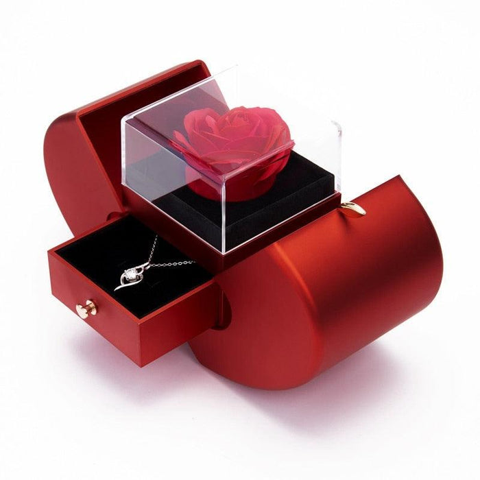 Elegant Rose Jewelry Case: Luxury Apple Box for Christmas