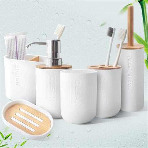 Sustainable Bamboo Bathroom Essentials Set for an Organized and Stylish Bath Oasis