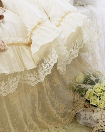 Serenity Lace Yarn Bedding Collection with Ruffled Elegance for Peaceful Slumbers
