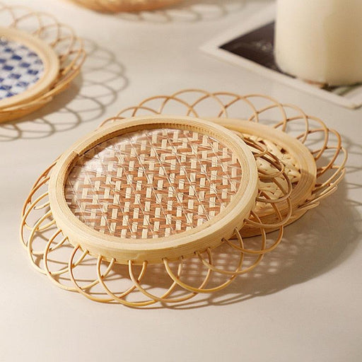 Bamboo Woven Saucer Mat Drink Cup Coasters Tea Pad Non-slip Pot Holder Rattan Woven Cup Mat Dining Table Placemat-0-Très Elite-China-A-Très Elite