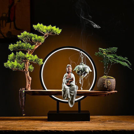 Serenity Buddha Backflow Incense Fountain - Peaceful Home Retreat Kit