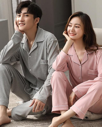 Cozy Couples Winter Cotton Pajama Set - Luxurious Sleepwear for Two
