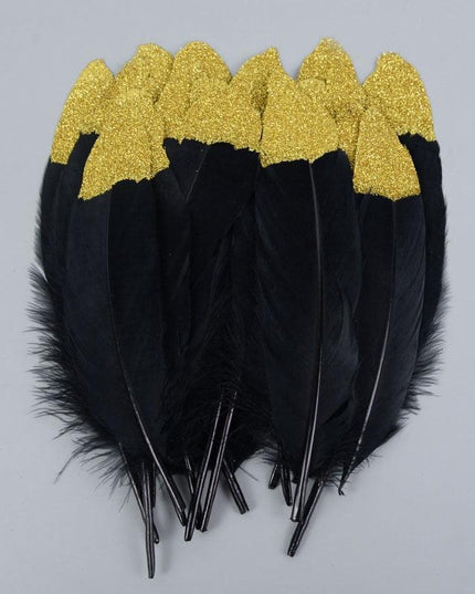 Glamorous Gold-Tipped Feather Craft Set for Elegant Event Enhancements
