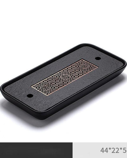 Sophisticated Handcrafted Chinese Stone Tea Tray Set with Efficient Water Drainage System - Essential for Tea Ceremonies
