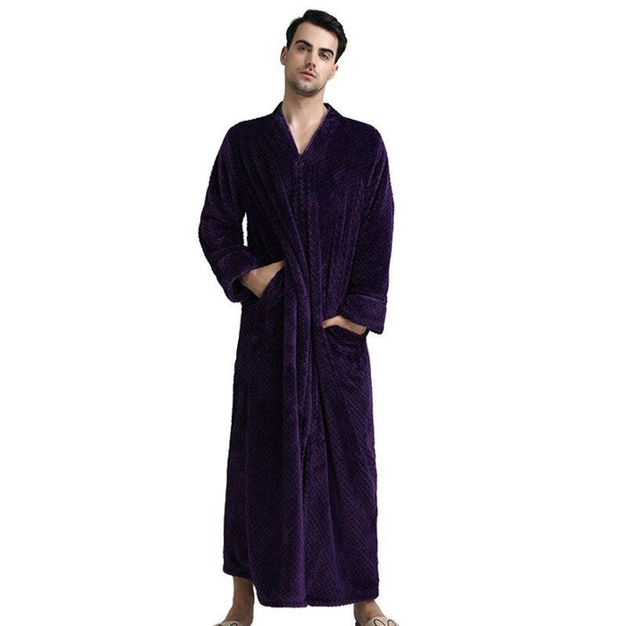 Luxurious 100% Cotton Cut Velvet Bathrobe for Men - Plush Comfort and Style