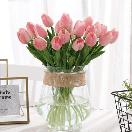 31-Piece Lifelike Real Touch Tulip Arrangement for Weddings and Home Decoration
