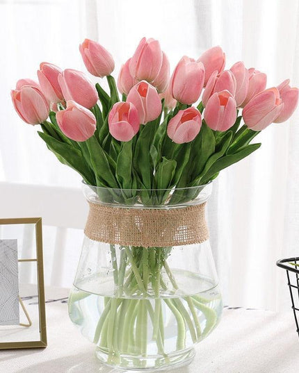 31-Piece Lifelike Real Touch Tulip Arrangement for Weddings and Home Decoration