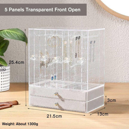 Jewelry Display Case with Adjustable Panels and Dust-Proof Protection
