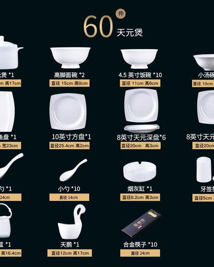 Exquisite 60-Piece Handcrafted Asian Ceramics Dining Set