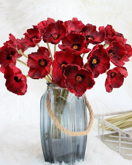Elegant 10-Piece Premium PU Poppy Floral Arrangement - Transform Your Space with Stunning Decor