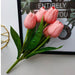 Lavish Hot Pink Tulip Bouquet with Realistic Stems and 5 Deluxe Buds