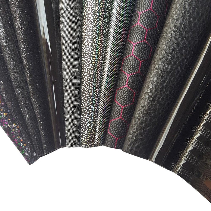Sparkling Black Faux Leather Crafting Kit - Essential DIY Supplies
