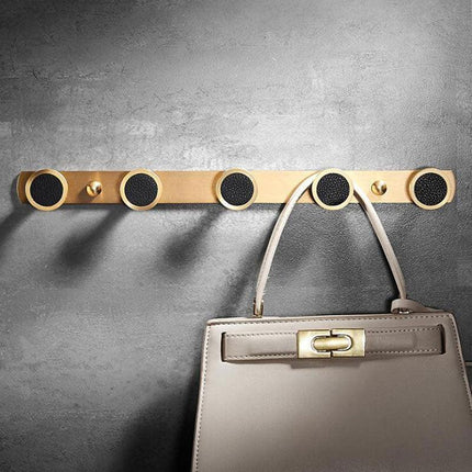 Elegant Luxe Gold Brass Wall Hook Rack with 5 Sturdy Hooks - Stylish Storage Solution