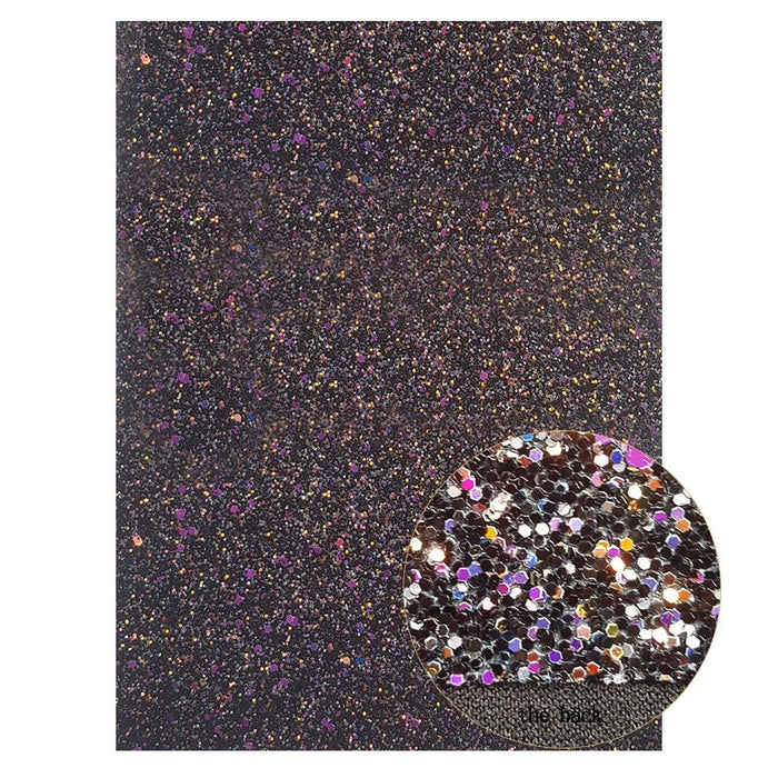 Chunky Glitter Black Faux Leather Crafting Sheets - Creative DIY Kit