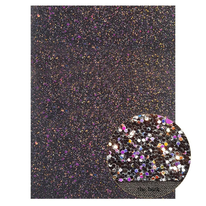 Chunky Glitter Black Faux Leather Crafting Sheets - DIY Accessories Set
