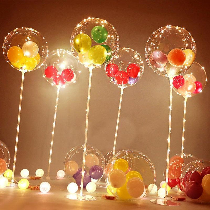 Enchanted LED Bobo Balloon Set with Illuminated Column Stand for Magical Events