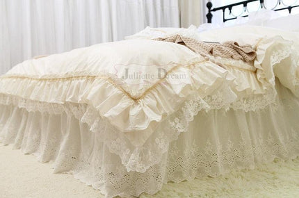 Serenity Lace Yarn Bedding Collection with Ruffled Elegance for Peaceful Slumbers