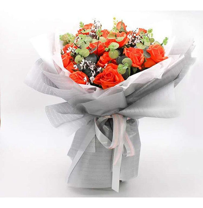 English Alphabet Floral Bouquet Gift Wrap Set - 20 Sheets