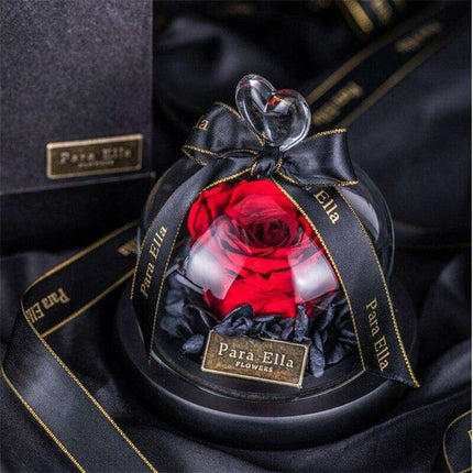 Timeless Floral Display - Preserved Rose Under Glass for Lasting Elegance