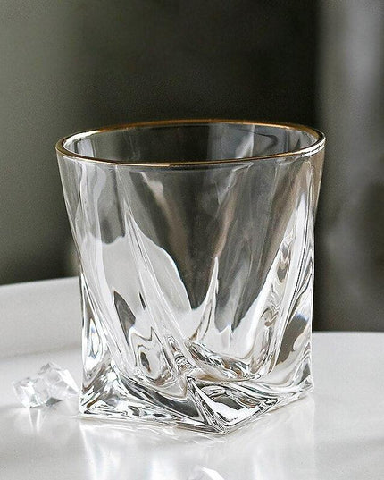 Lavish Gold Crystal Drinkware Collection - Elegant Glassware for Wine, Whiskey, Cocktails, and Beer