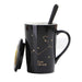 Luxe Constellation Coffee Mug Set with Real Gold Accents and Spoon