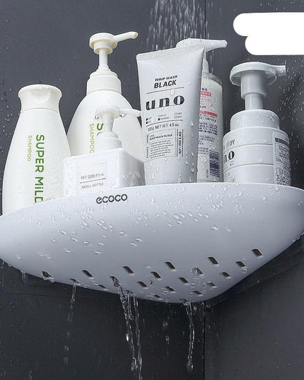 Snap-Up Corner Shelf Organizer with Integrated Shampoo Caddy