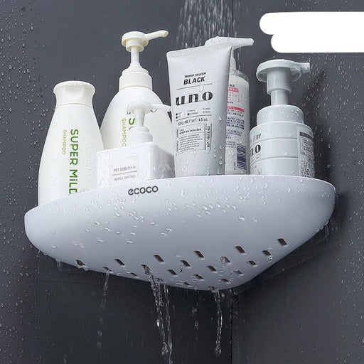 Snap-Up Corner Shelf with Shampoo Holder for Bathroom Organization