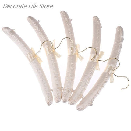 Chic Beige and White Satin Padded Hanger Collection - Elevate Your Wardrobe Aesthetics