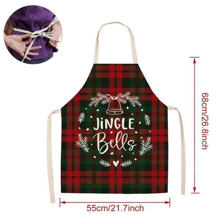 Festive Linen Christmas Apron - Holiday Kitchen Accessory