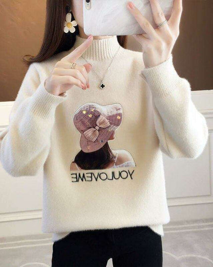 Luxe Blush Cashmere & Faux Mink Velvet Knit Sweater - Women's Ultimate Essential