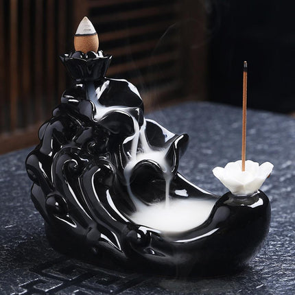 Tranquil Cascade Ceramic Incense Burner for Home Aromatherapy and Relaxation